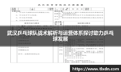 武汉乒乓球队战术解析与运营体系探讨助力乒乓球发展